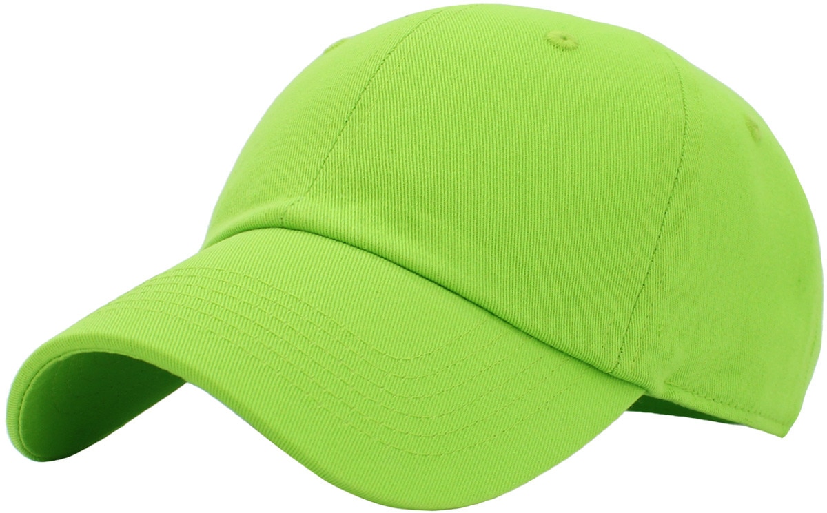 Lime Low Profile Baseball Caps Front Side View